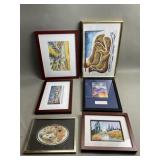 Group of signed watercolor paintings box lot