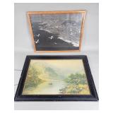 Vintage Ray Gregory print and a aerial photo