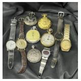 Group of vintage pocket and wristwatches