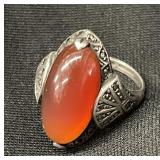 Vintage signed sterling silver and carnelian ring