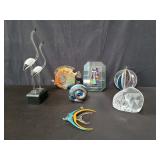 Group of art glass figures and sculptures