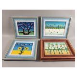 4 Dirceu Carvalho signed acrylic on canvas