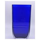 Cobalt blue mouth-blown art glass vase