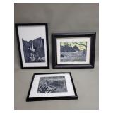3 signed Tom Killian wood cut prints