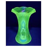 Uranium glass vintage glowing vase