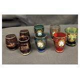 Group of Bohemian colored glass cordial