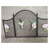 Vintage three-panel stained glass fireplace screen