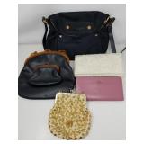 Leather, fabric, beaded handbags and wallets