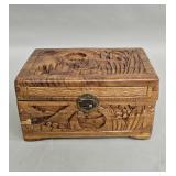 Vintage hand-carved Asian camphor wood box