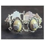 Mexican sterling silver bracelet with green stone