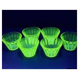 6pc uranium glass Anchor Hocking custard cups
