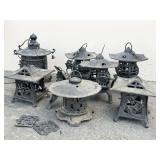 Group of seven vintage Japanese style cast iron