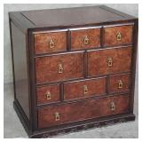 Vintage Chinese burl wood and walnut cabinet