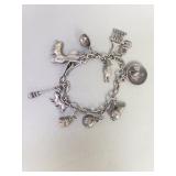 Vintage Mexican silver charm bracelet