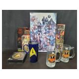 Group of Star Wars and Star Trek mugs, action