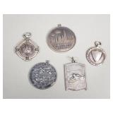 5 vintage sterling silver pendants