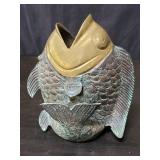 Vintage brass koi vase