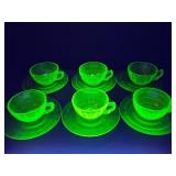1930 Block Optic Anchor Hocking 12pc cups/saucers
