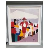 Devi signed silk screen "Marche Aux Fleurs "
