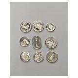 9 Franklin Mint sterling silver historical mini
