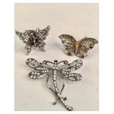 Vintage 925 sterling & rhinestone dragonfly
