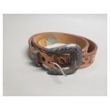 N. Porter hand-tooled Western belt with 3-piece