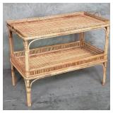 Rattan and bamboo tiered table