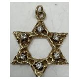 14k gold Star of David pendant with diamonds