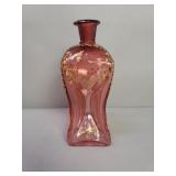 Vintage cranberry glass decanter with gold