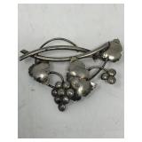 Vintage sterling silver grape cluster brooch