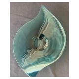 Blue art glass plate