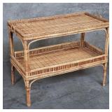 Rattan and bamboo tiered table