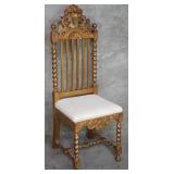 Antique carved wood barley twist side chair