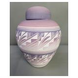 Navajo ceramic lidded jar, signed Stash
