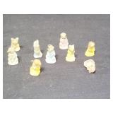 Nine vintage glass animal figurines