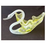 Vintage Murano-style glass swan bowl