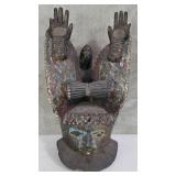 African Yoruba gelede carved wood helmet