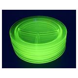 8pc uranium glass 3 section glowing plates
