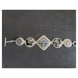 Vintage sterling silver and enamel link bracelet