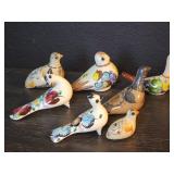 7 Mexican Tonala pottery birds handmade