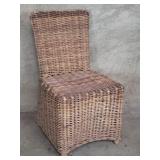 Wicker and wood side chair