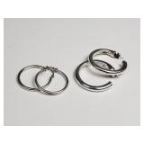 Sterling silver hoop earrings and silver hoop