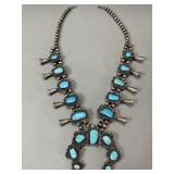 Vintage Navajo silver and turquoise Squash Blossom