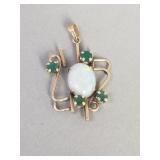 Vintage 14k gold pendant with center opal and 4