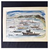 Vintage P. Resnack signed watercolor painting