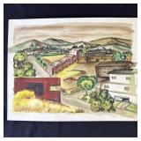 Vintage P. Resnack signed watercolor painting