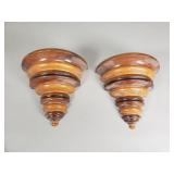 Pair of vintage Dan Howarth wood sconce shelf