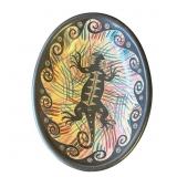 Etched gecko ceramic bowl