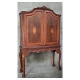 Vintage 2-piece carved walnut and burl wood