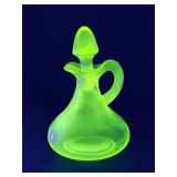 c1930 uranium glass cruet with stopper